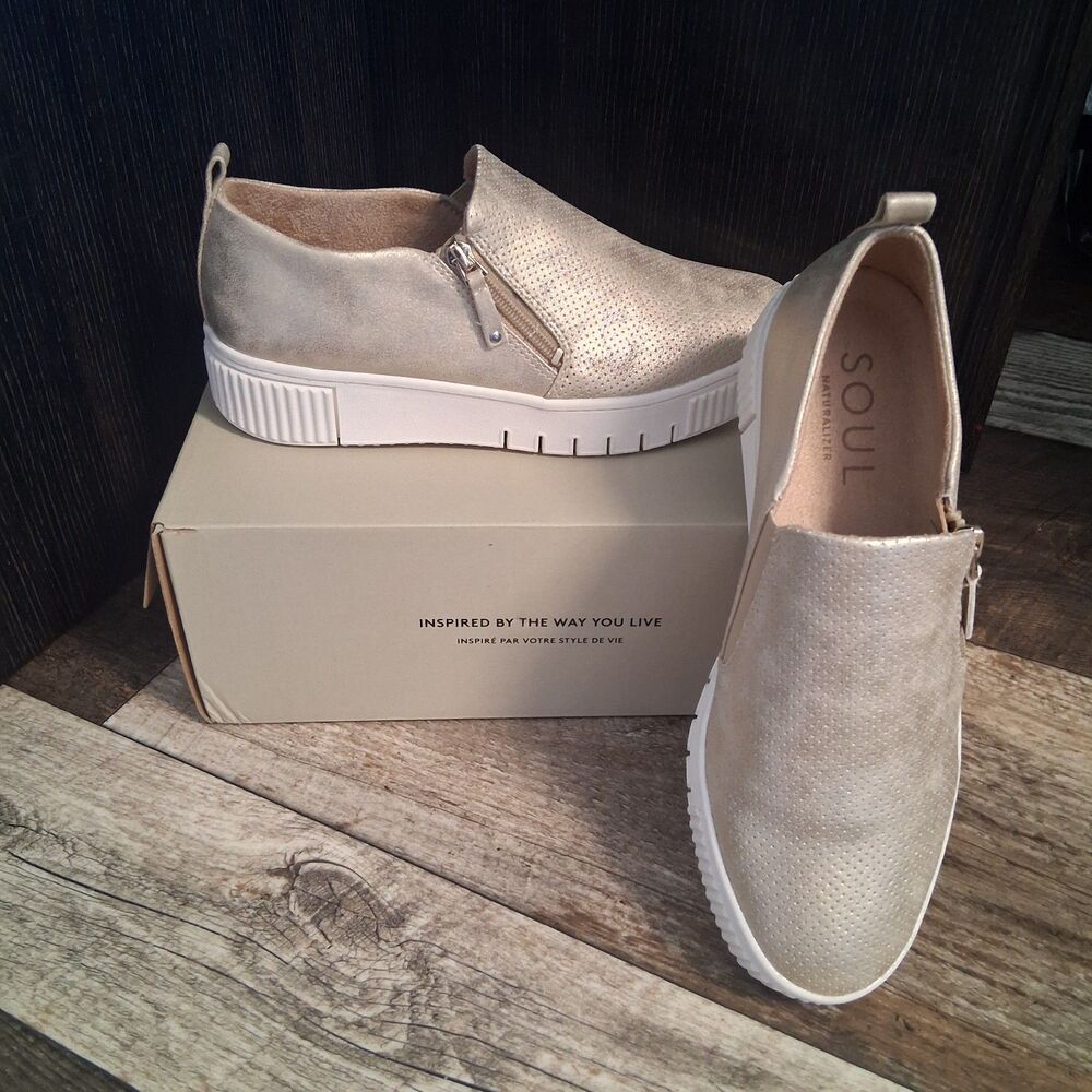 Soul Naturalizer SOUL Turner Slip On Sneaker Soft Gold Faux Leather Size 8.5W